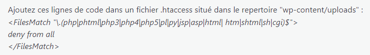 sécuriser répertoire uploads wordpress