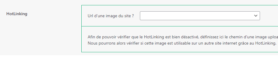 réglage pour protéger contre le hotlinking