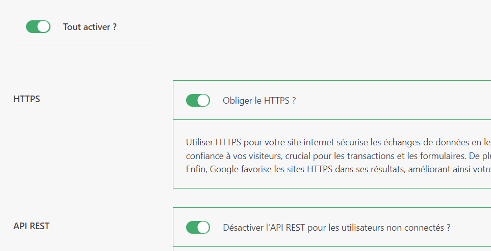 sécurité WordPress en 1 clic