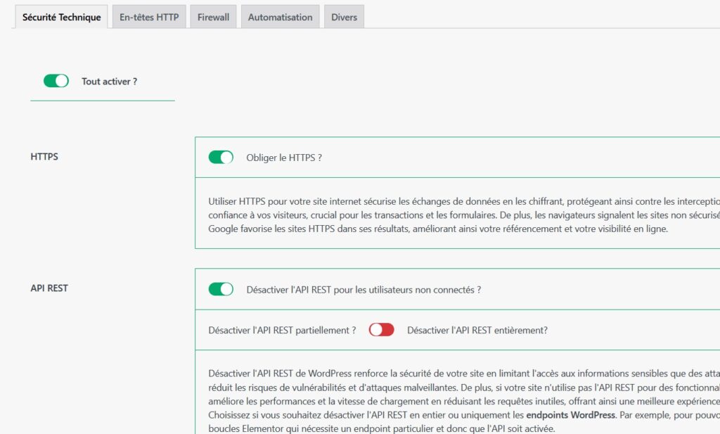 sécurité wordpress en un clic